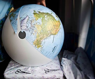 Doppelbild-Leuchtglobus DFGI3015 handkaschiert Kristallglaskugel Globus 30cm Tischglobus Globe