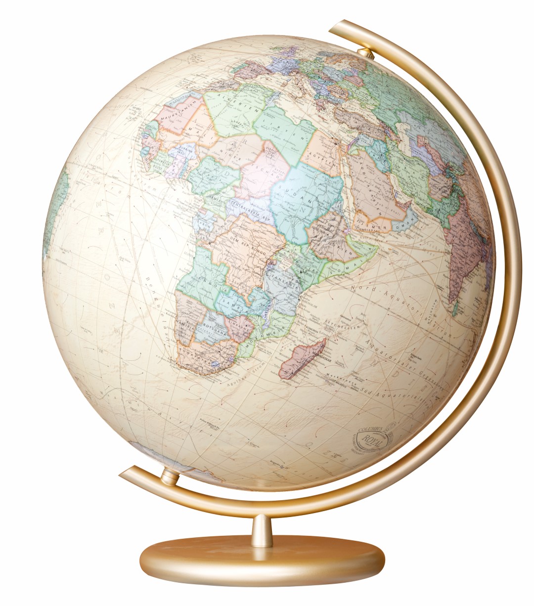 Globus Grau Gold Weltkugel mit Ständer Standglobus Geografische Karte Ø 20cm 