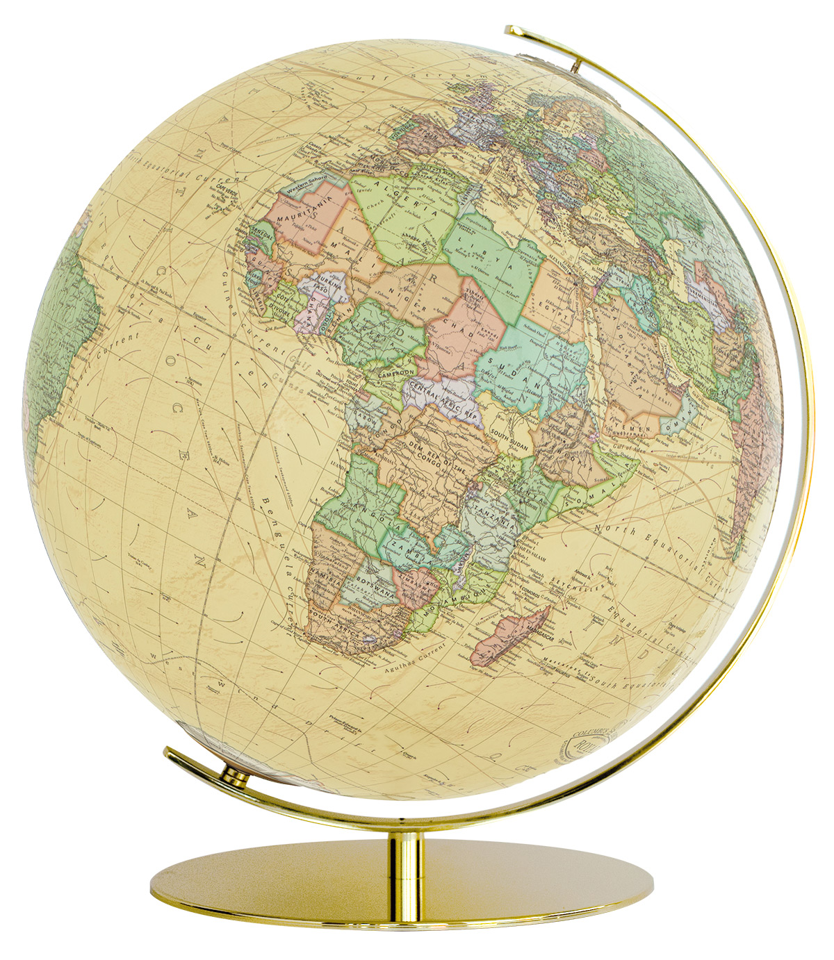 3D Erdkugel blau-gold Welt Pokal Globus in 6 Größen H.=24,5cm 31cm mit Schild 